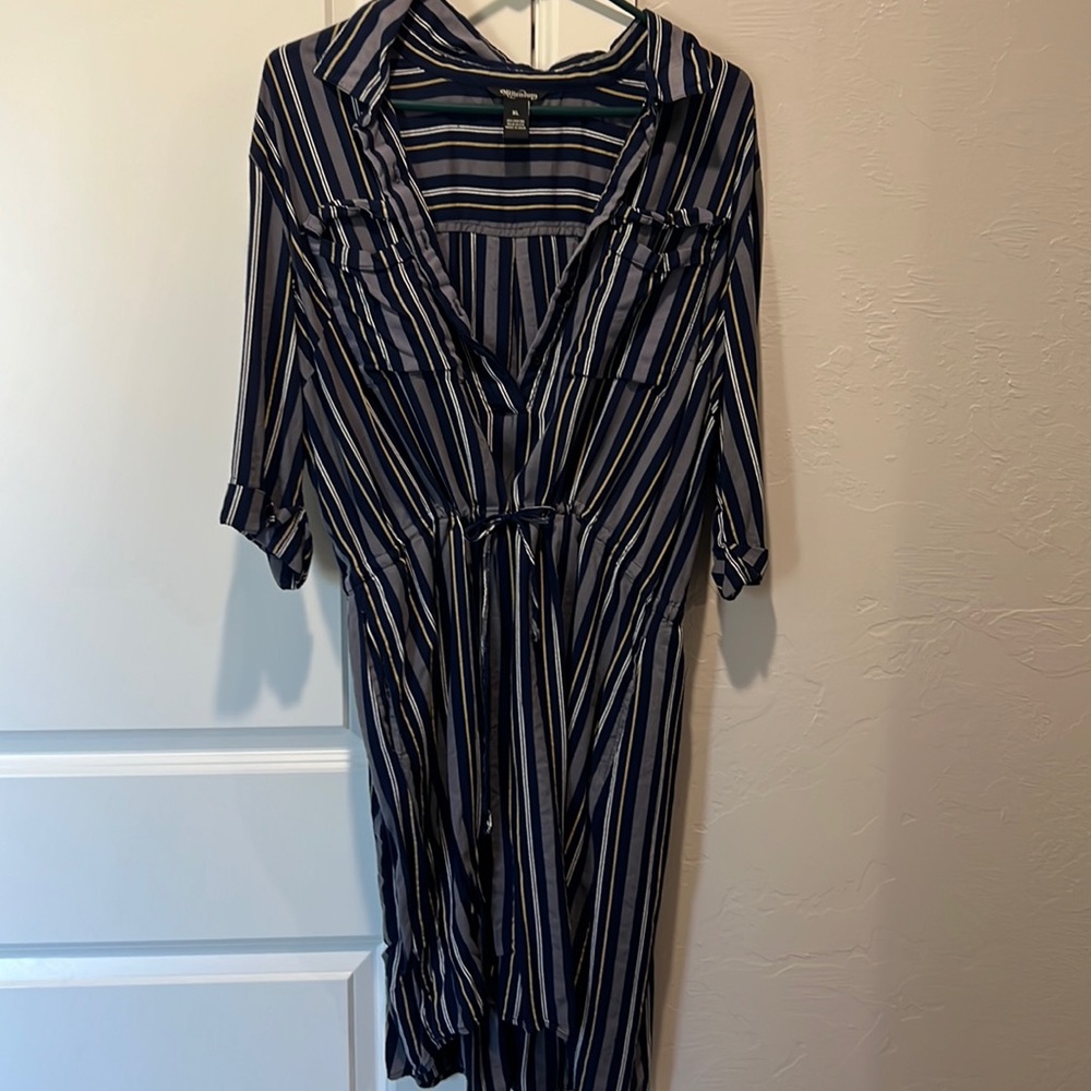Blue collared shirt dress